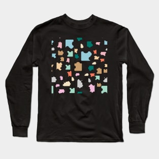 colorful puzzle pieces seamless pattern Long Sleeve T-Shirt